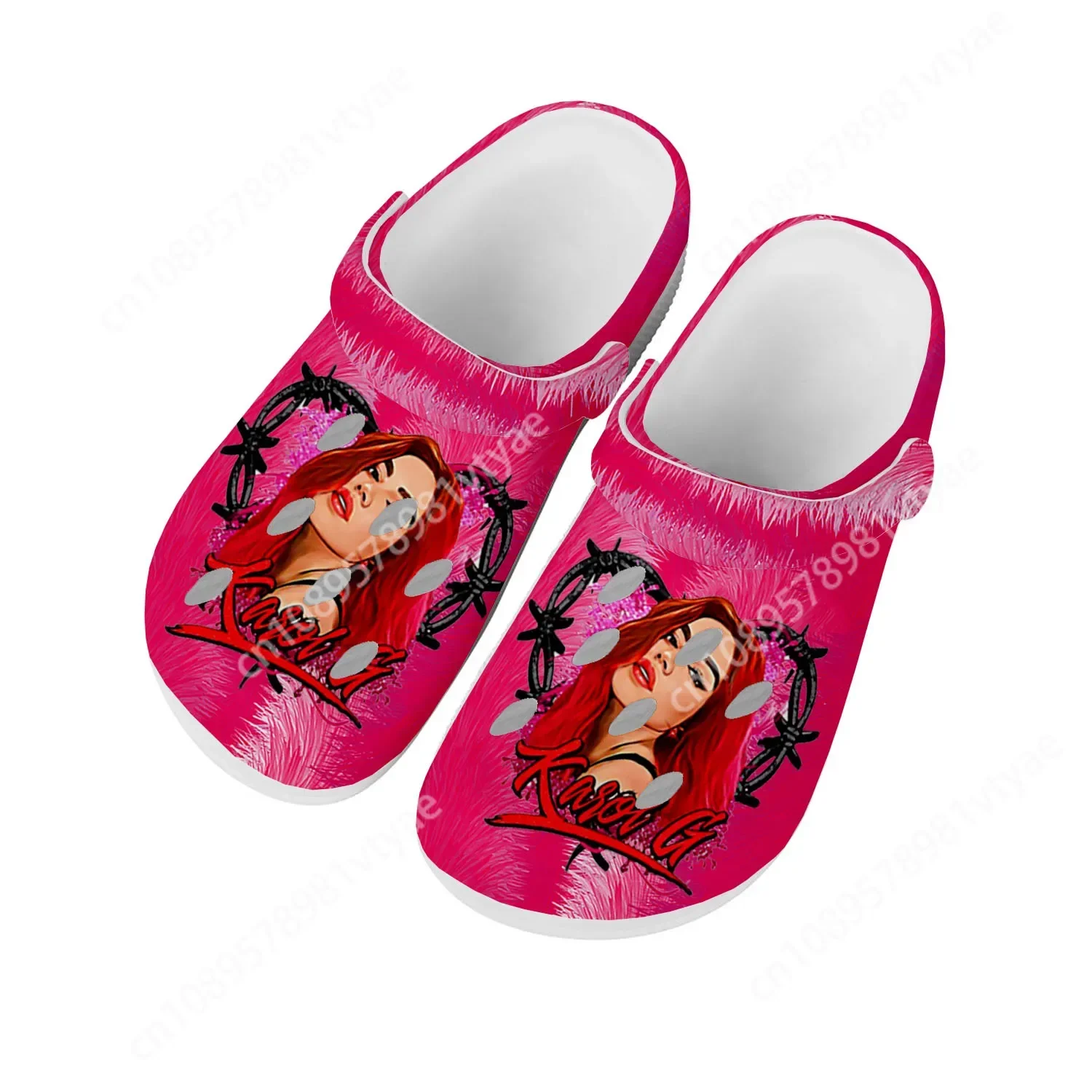 

Karol G Singer Printed Home Clogs Custom Water Shoes Mens Womens Teenager Shoe Garden Clog Breathable Beach Hole Slippers White