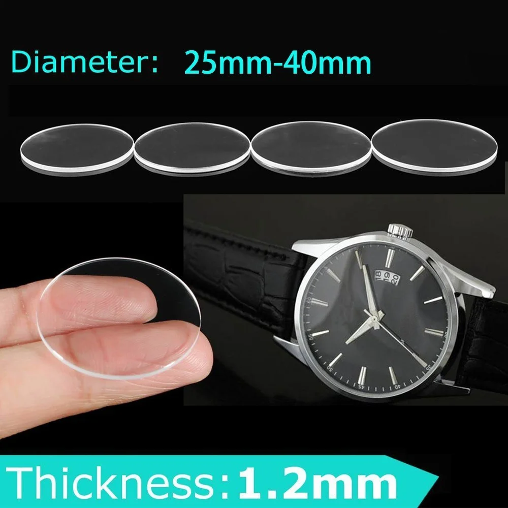 25mm-40mm Watch Glass 3pcs Anti-scratch Transparent Round Crystal Glass Part For Watch Repair Size 34.5mm 36mm 37mm 38mm 39mm