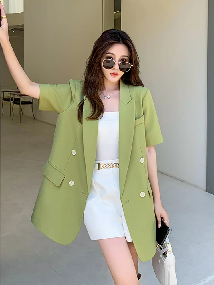

Avocado een ort Sve Suit Jaet Women's Spring Autumn Loose Drapey Casual Korean Sle Westwear Top Trendy