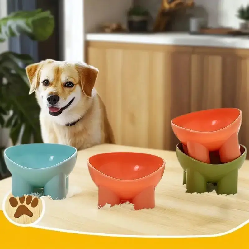[E] Elevated Cat Bowl With Stand - Durable Plastic Pet Food 