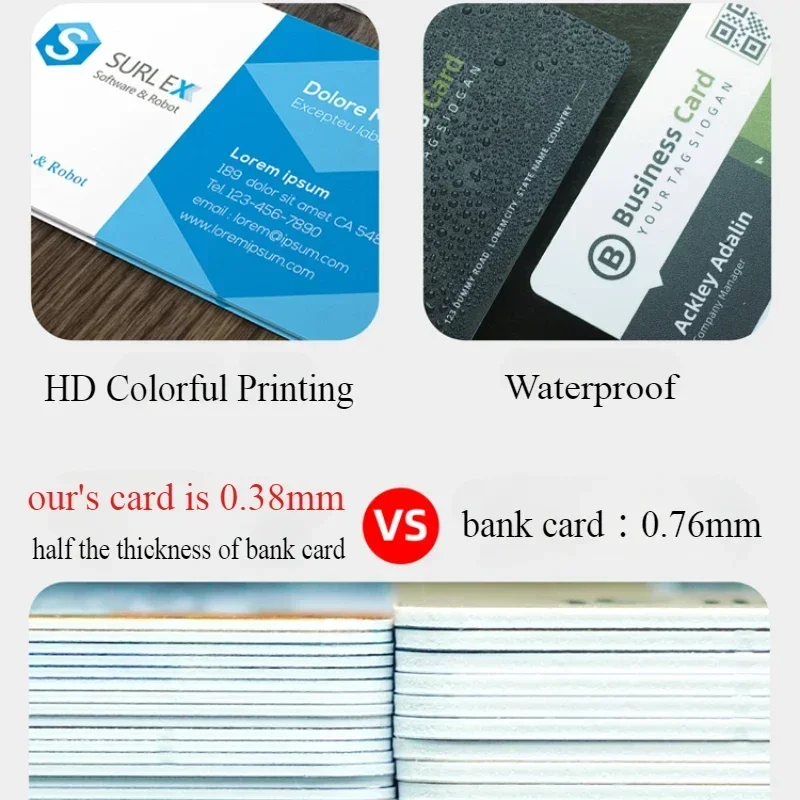 1000PCS Personalized Business Cards PVC Plastic card Free Custom LOGO Waterproof Anti-bend Design