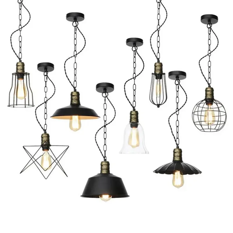 

American Country Style Vintage Industrial Retro Pendant Lamp Light e27 Holder Iron Restaurant Bar Counter Attic Bookstore Lamp