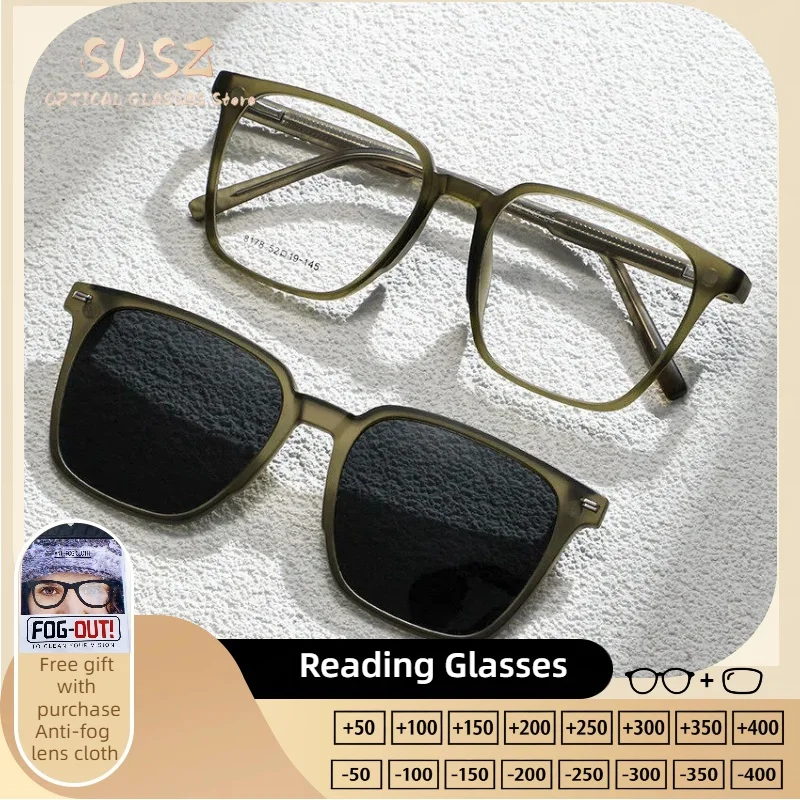 SUSZ  Fashion Cat Eye Magnet Clip On Polarized Sunglasses Women Optical Anti Blue Light Myopia Outdoor Prescription Eyeglasses