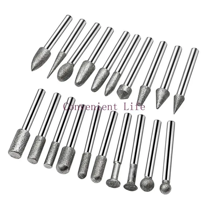 

L1EE 20Pcs Accessories Grinding Heads Mini Drill Burrs Bit Set for Rotary Tool Grinding Accessories 6mm Shank