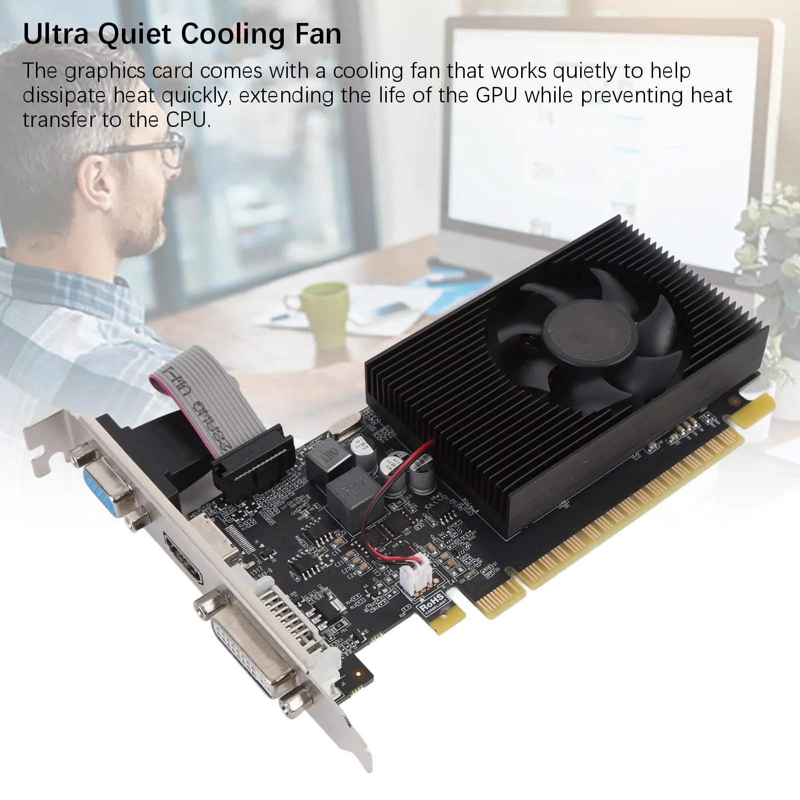 بطاقة رسومات GT730 2GB DDR3 GPU 128 بت PCI Express X16 1.1 مع DVI VGA HD واجهة الوسائط المتعددة بطاقة فيديو للكمبيوتر المكتبي