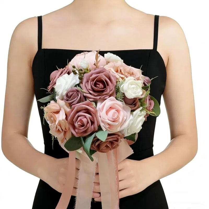 Bean paste bouquet bridal simulation flower rose high-end wedding products