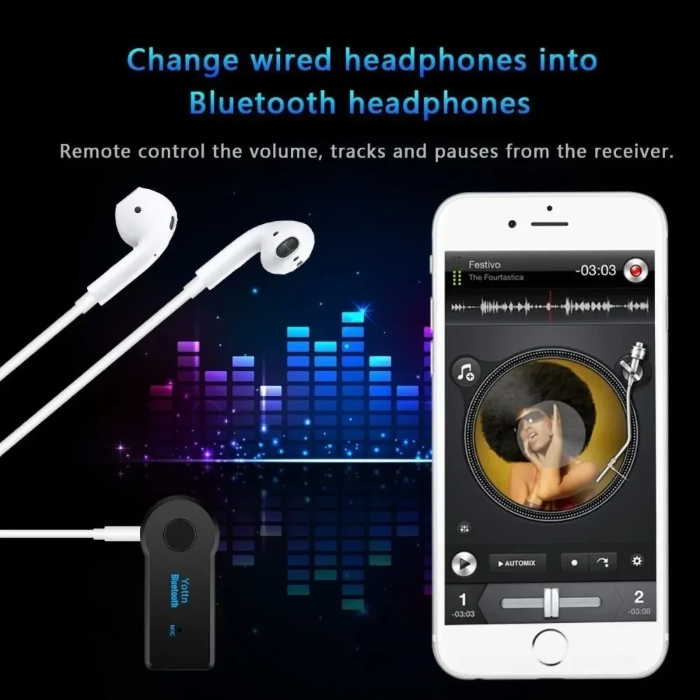 Bluetooth4.2 AUX Audio Stereo Music 3.5mm Receiver Microphone Receiver Consumer Electronics Auto Accessories Auto Car Adapter view 3