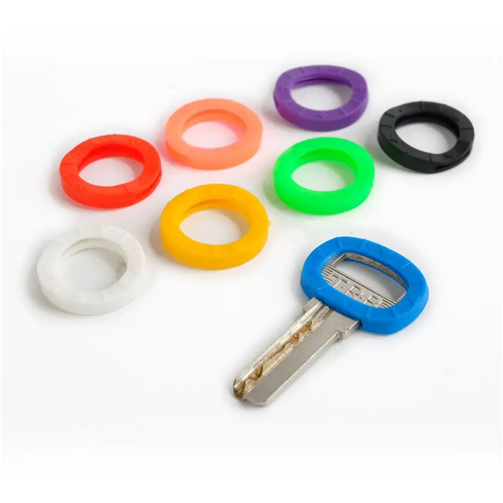 8pcs Trendy 8pcs Round Home Mixed Color Keyring Keys Cap Key Covers Silicone