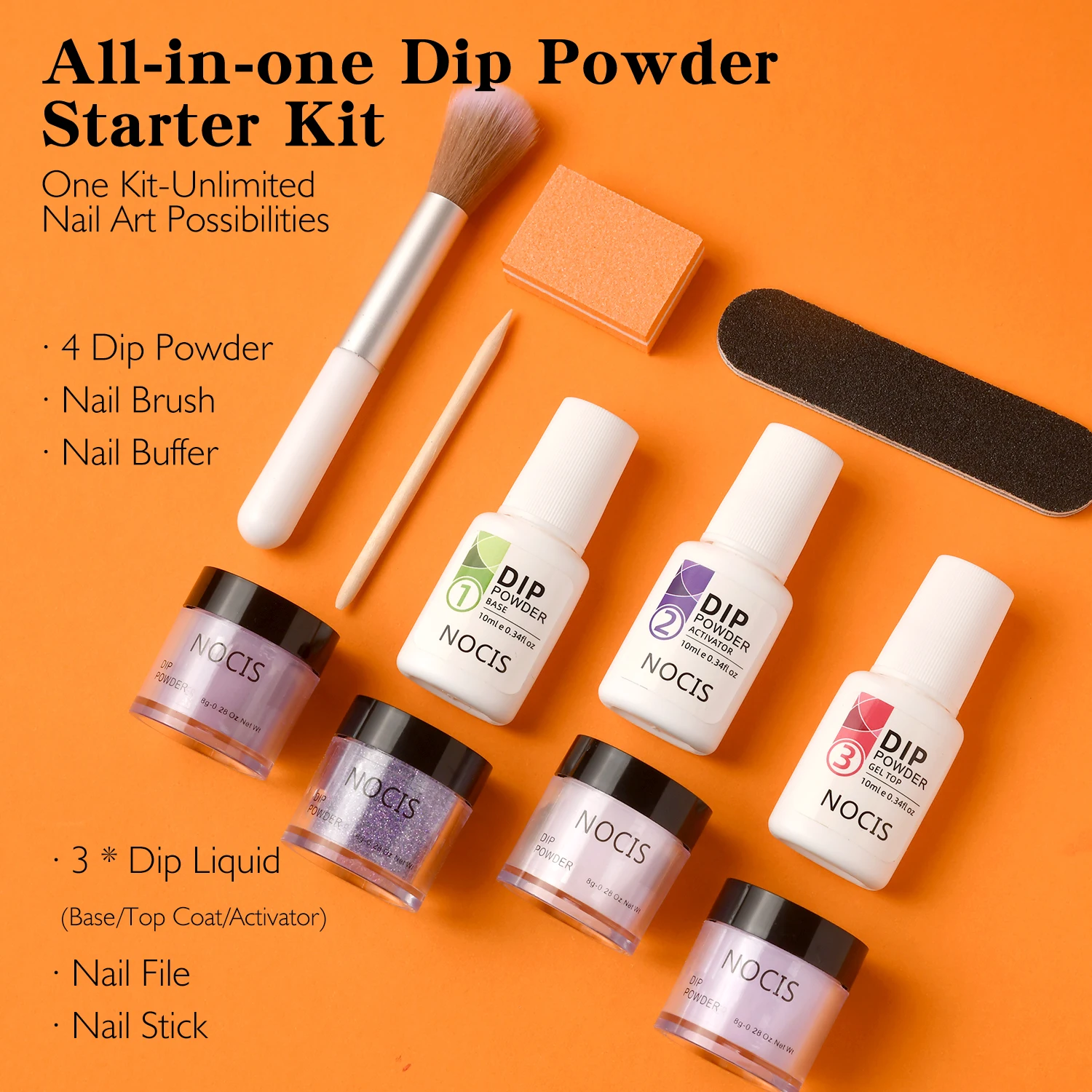 Kit de Polvo para Uñas de 4 Colores, Kit de Polvo para Uñas Purple Twilight Bloom con Base, Kit de Inicio para Arte de Uñas Francesas, Manicura DIY para Salón