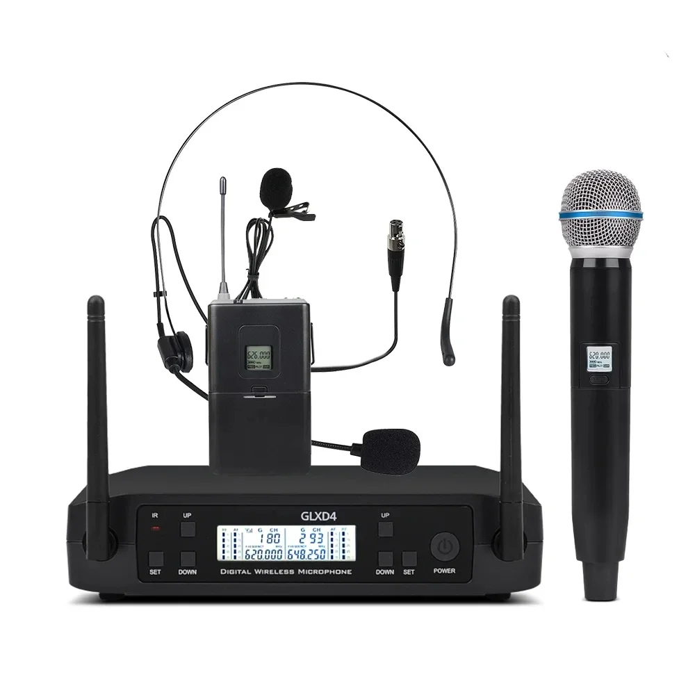 GLXD4 Wireless Lavalier Microphone Professional Handheld Dynamic Mic  Vocal Wireless Microfone GLXD4