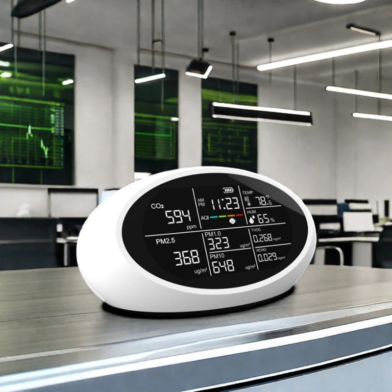 Best-DM605E Детектор качества воздуха 10 в 1, светодиодный дисплей, тестер CO2/PM2,5/температуры/влажности, с USB-портом для зарядки