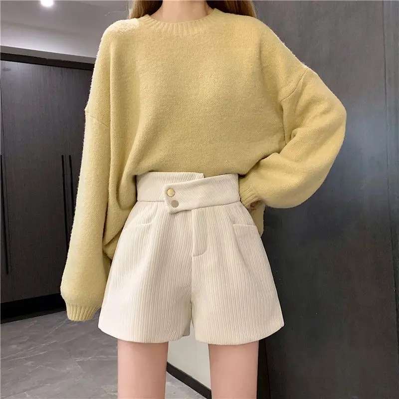 Shorts Women Irregular Autumn Korean All-match Streetwear Casual Ulzzang Simple Cozy Straight Femme Comfortable Mujer Trouser