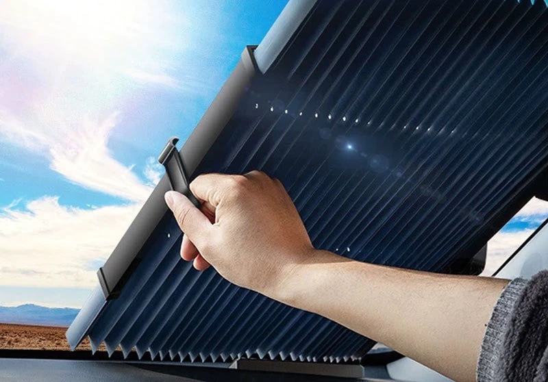 Car automatic telescopic anti-sun shade universal car sunshade portable folding curtain
