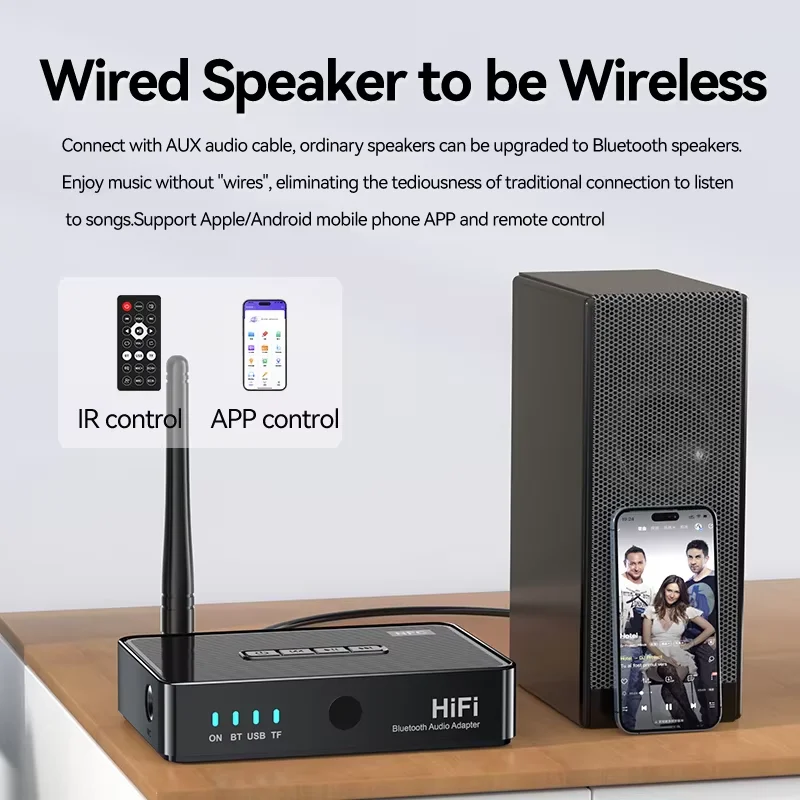 NFC Bluetooth 5.4 Приемник 3,5 мм AUX Jack RCA 6,5 мм Микрофон Караоке Беспроводной аудиоадаптер с ИК-пультом дистанционного управления для ТВ ПК