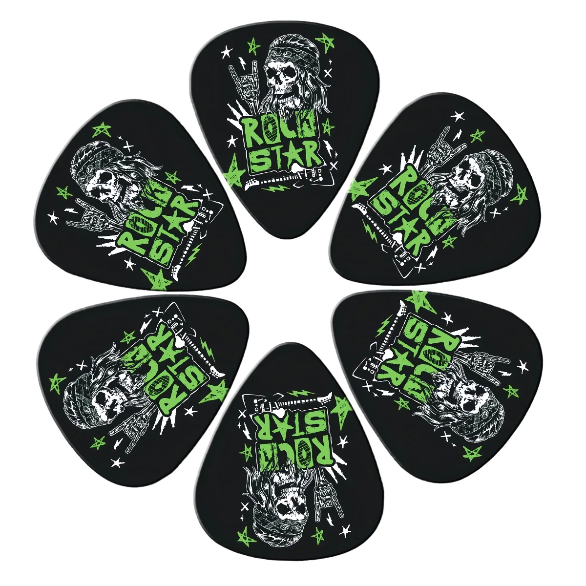 10-teiliges einzigartiges, farbenfrohes ABS-Gitarrenplektren-Set, langlebige Plektren für E-Gitarre und Bass, Zubehör-Geschenkset