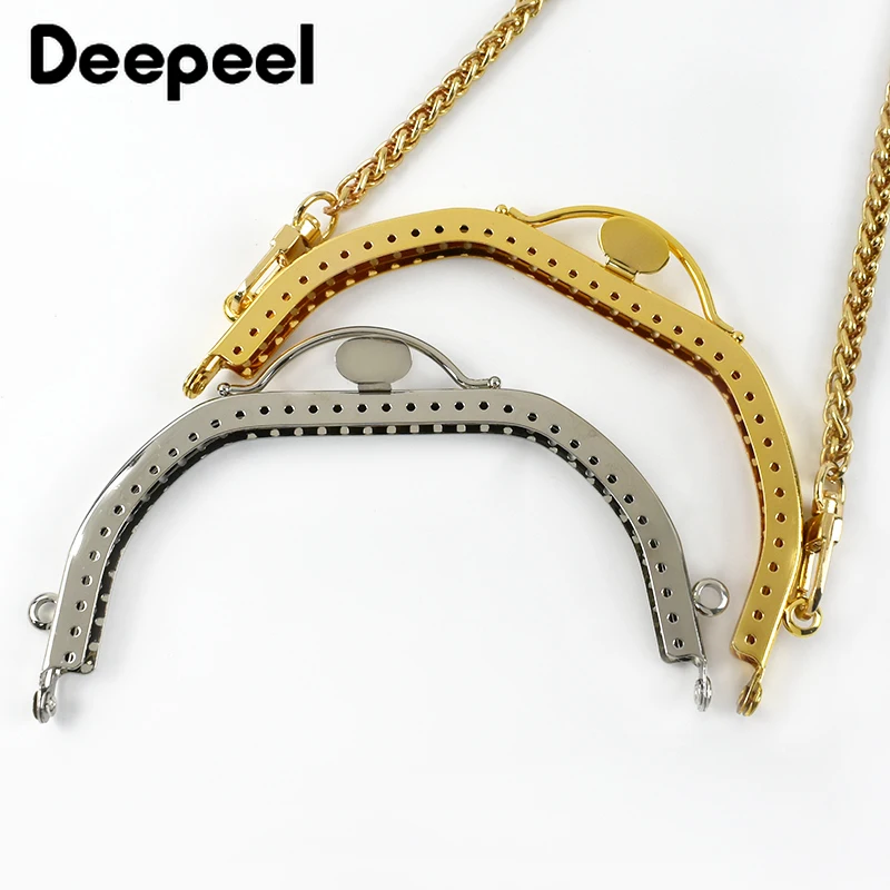 Meetee 1/2/4Pcs 13cm Metal Bag Handle Women's Purse Frame Kiss Clasp Handmade Sewing Brackets DIY Bags Handles Accessories
