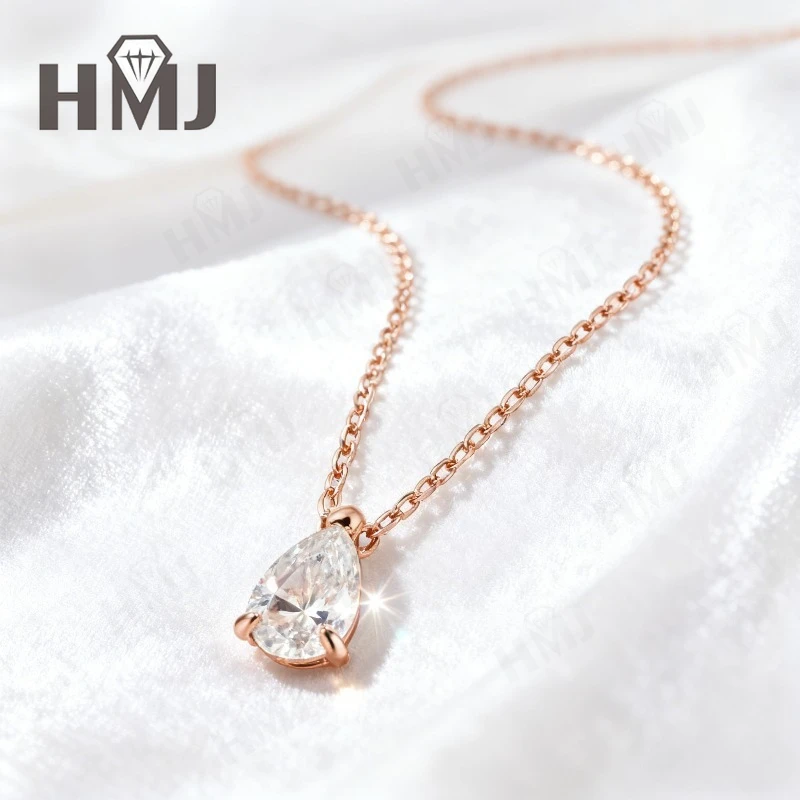 1–4 قيراط قلادة مويسانيتي على شكل كمثرى أنيقة بثلاثة مخالب قلادة كلاسيكية للنساء مثالية لحفلات الزفاف والذكرى السنوية والارتداء اليومي #5