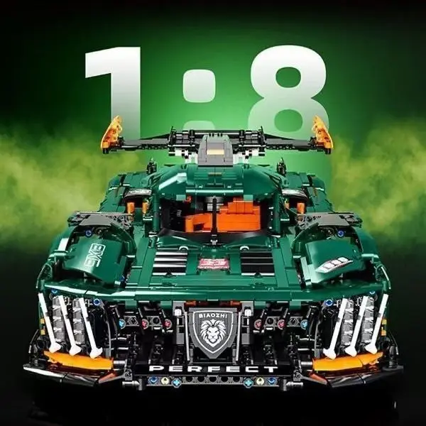 3000+pcs Remote Control Assembled Mechanical Interaction Building Block Sports Car Model Gift Racing Car Decor DIY Toy Set