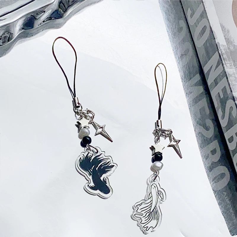 Fashion Fish Cross Keychain Phone Anti-Lost Lanyard Portable Keyring Detachable Phone Chains Backpack Decoration Accessories