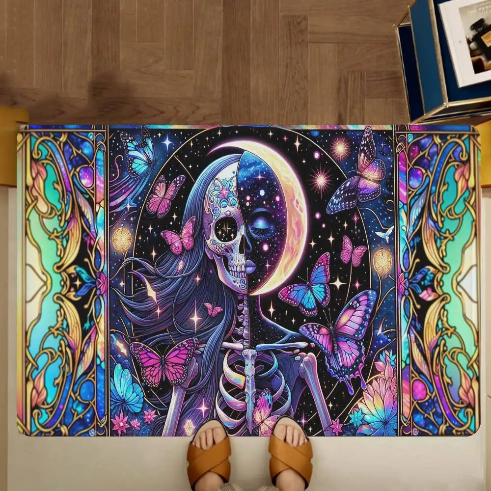 Hippie Skull Blacklight Entrance Door Mat Nordic Style Home Doormat Bathroom-Toilet Mats Bedroom Hotel Decor Mat