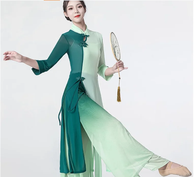 

Chinese Classical Dance Dress, Chinese Chiffon, Ethnic Style, Chinese Dance Fan, Cheongsam, Dance Costume