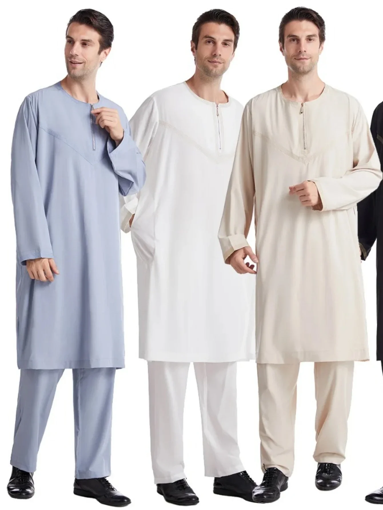 رداء مسلم عربي للرجال رمضان بلون باكستانيا العربية تركيا عباية ذكر إفطار 2 قطعة مجموعة بلوزات وسراويل ملابس إسلامية 3XL