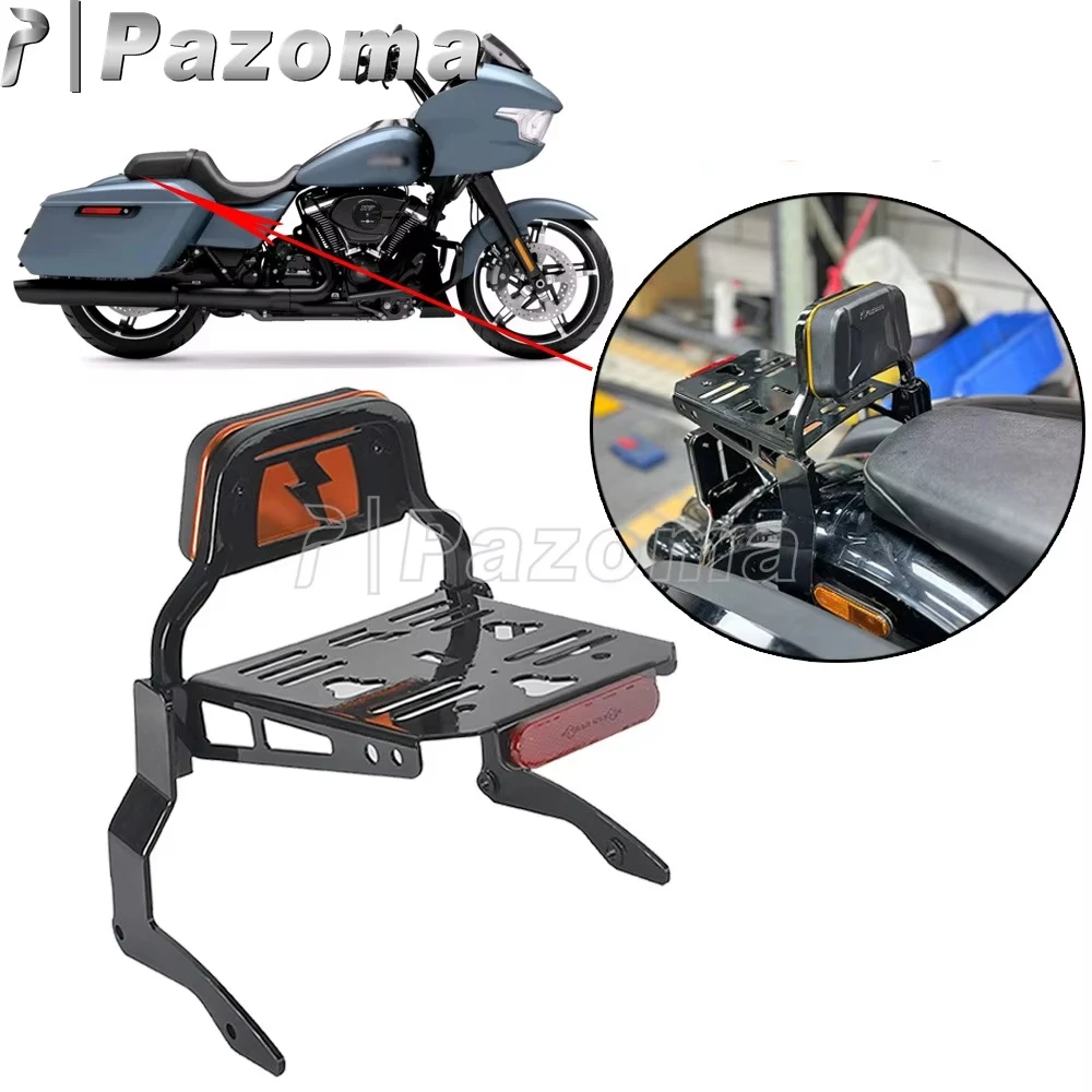 For Harley Touring Road Glide Limited FLTRX FLTRXSE FLTRK FLTRKSE Motorcycle Rear Rack Sissy Bar Luggage Support Bracket PAZOMA