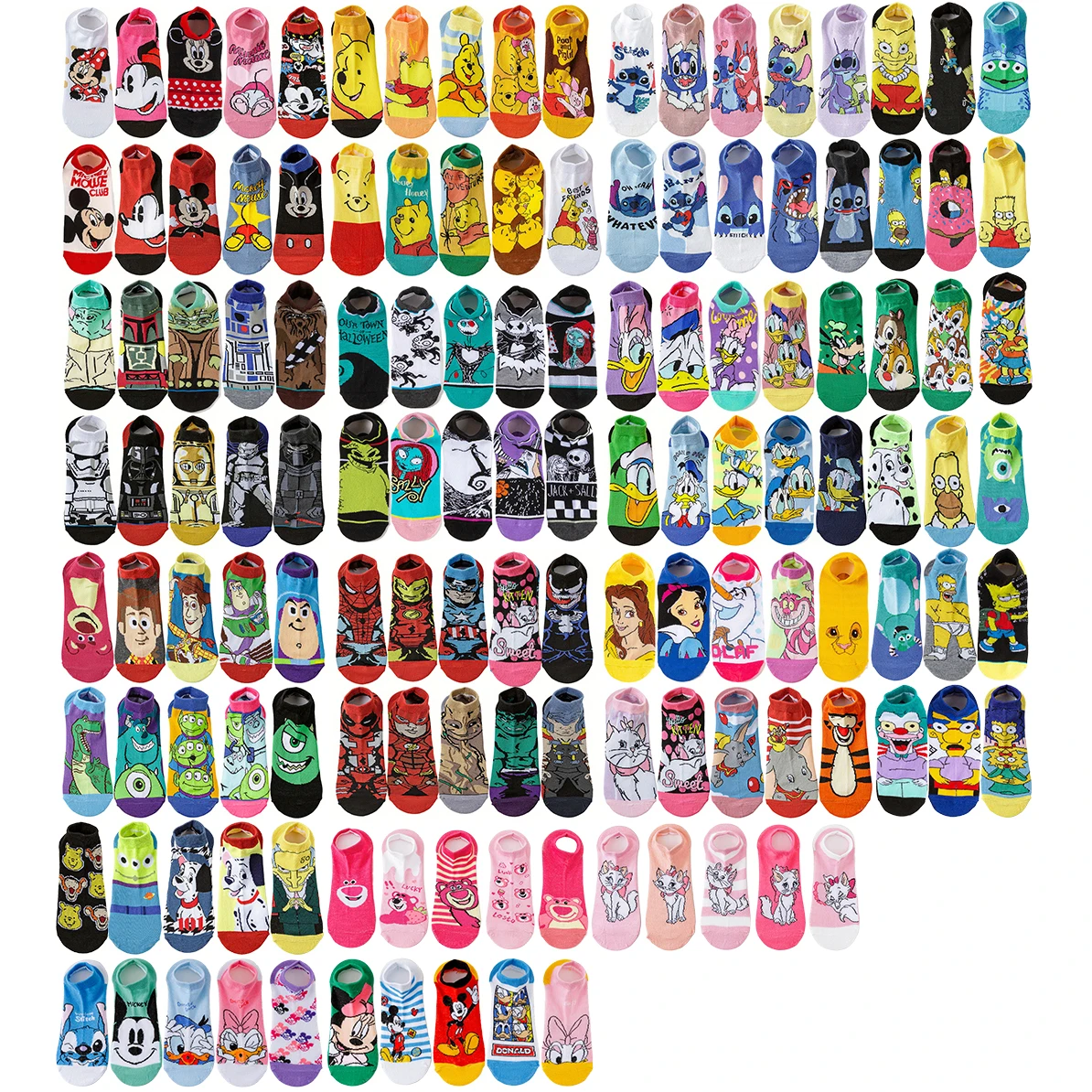 

20 пар случайных цветов Минозо Дисней мультфильм аниме носки хип-хоп уличный стиль забавные повседневные короткие носки-лодочки аниме любители ежедневно