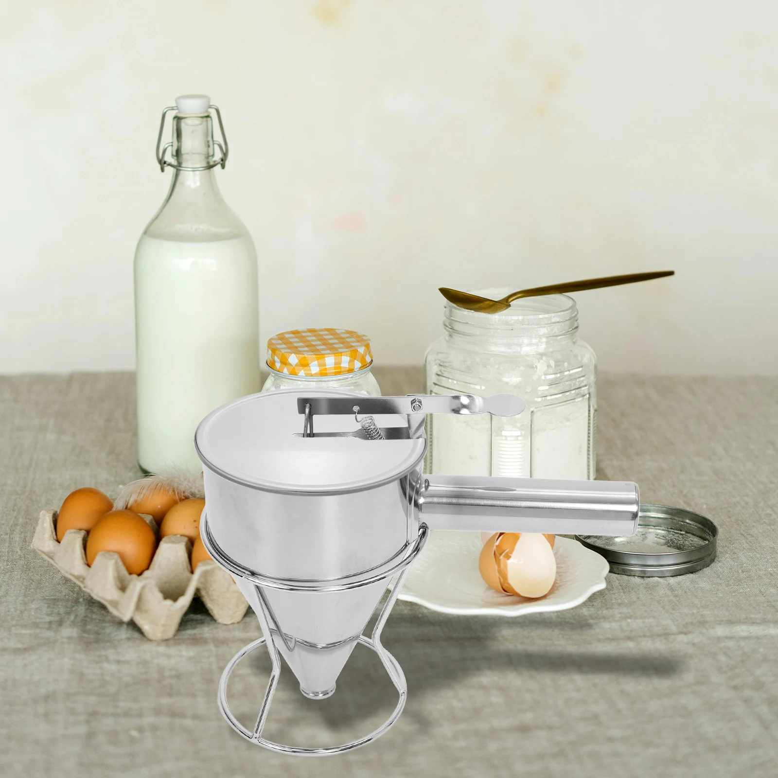 

Stainless Steel Octopus Balls Funnel Lid Replacement Baking Tool Kitchen Dispenser Cover Pancake Waffle Dough Cupcake Maker