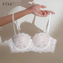 Finetoo-女性のためのセクシーなレースのブラ1/2,カップ,アンダーワイヤー,プッシュアップ,下着,花柄,快適,ランジェリー