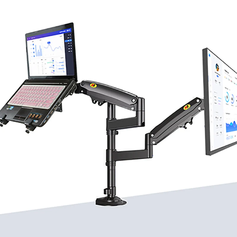 سطح المكتب NB H180-FP ذراع مزدوج زنبركي يعمل بالغاز لحامل شاشة 22 بوصة - 32 بوصة + كمبيوتر محمول 10 بوصة - 17 بوصة يدعم حامل تثبيت بالضغط الهوائي 2-12 كجم #6