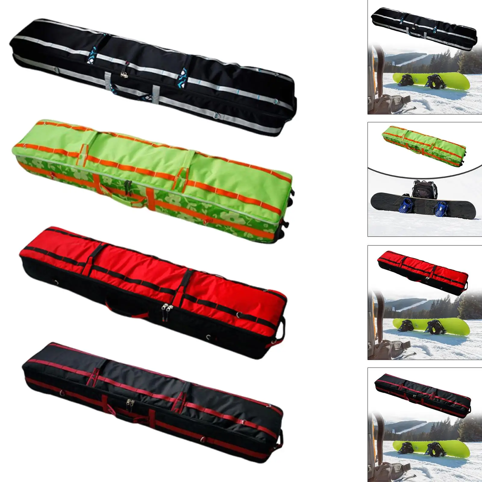حقيبة على الجليد بعجلات، أزياء الناقل مع مقبض لحمل معدات التزلج وحقيبة تخزين للتزلج على الجليد في الهواء الطلق