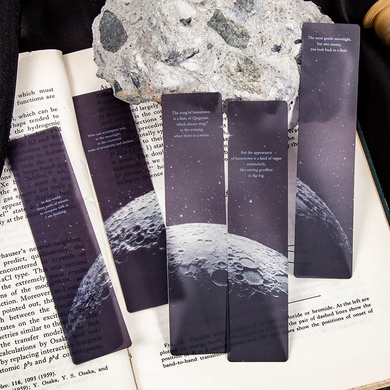 5PCS Space Roaming Matte PET Bookmark Diy Decorative Bookclip For Journals Student Reading Bookmarks Stationery view 3