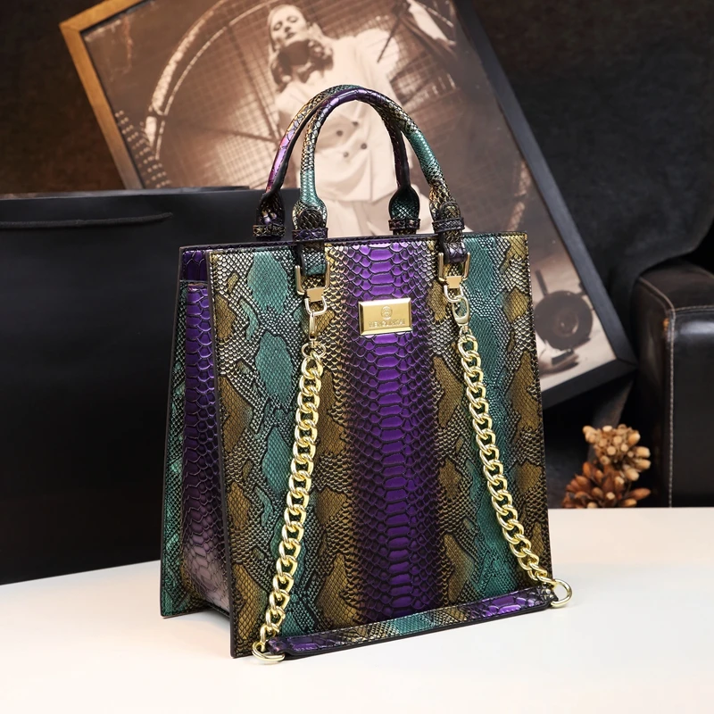 2023 New Cowhide Leather Women Handbags Fashion Female Chain Serpentine Portable Tote Bag Ladies Shoulder Messenger Bags Luxury