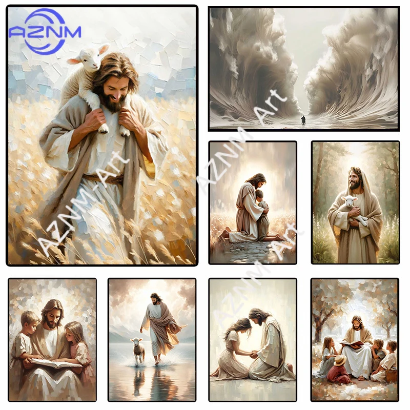 

Христианский портрет Иисуса Христа на холсте - картина для стены - «Я пойду с Христом» - постер с библейским стихом LDS - подарок с изображением Иисуса Христа