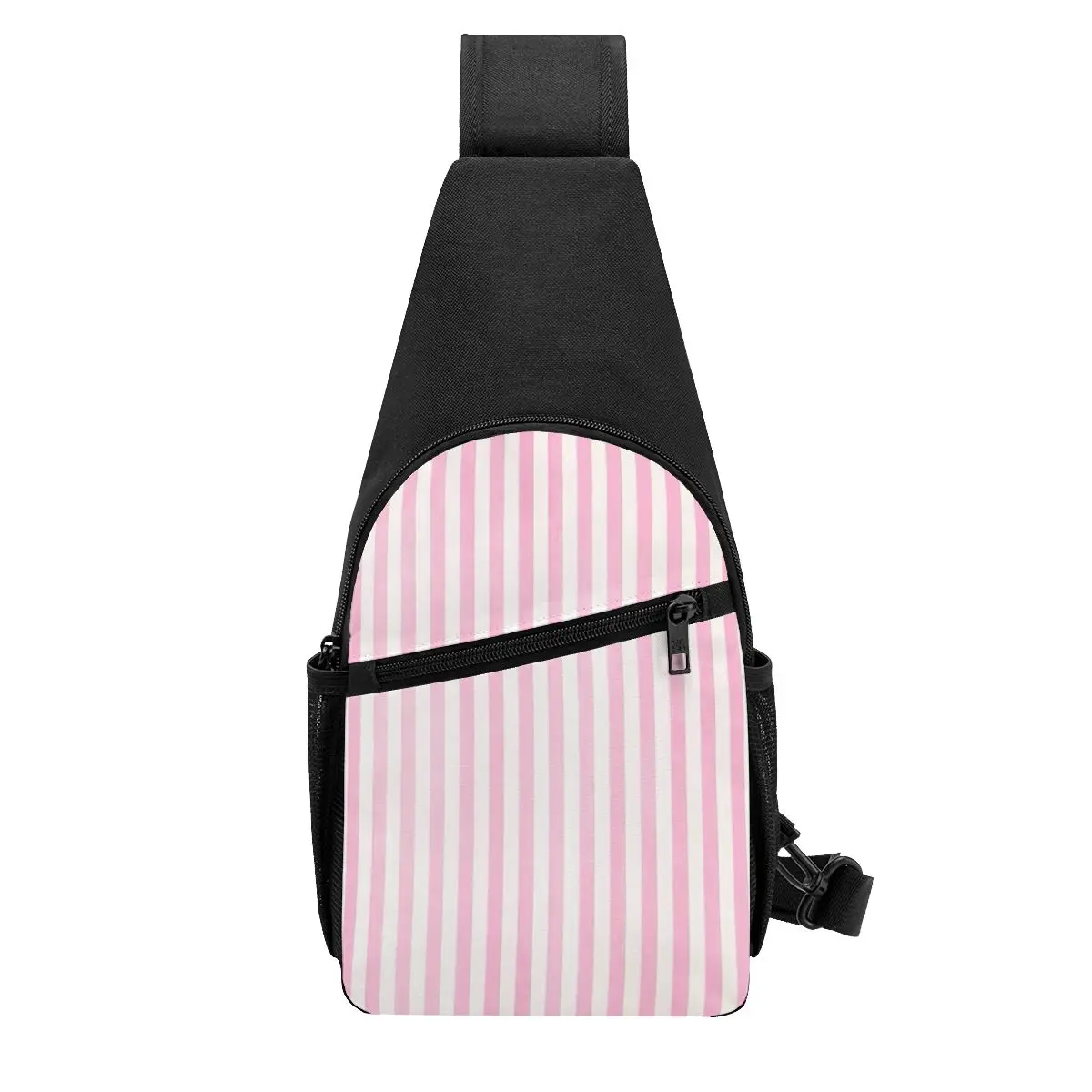 

Pale Pink White Stripes Chest Bag Men Sling Crossbody Backpack Chest Bag Travel Hiking Daypack Shoulder Bag