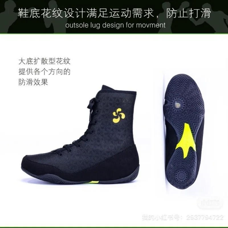 Professional Boxing Shoes Couples Black White Fighting Boots Unisex Hard-Wearing Wrestling Shoes Men Women Gym Shoe