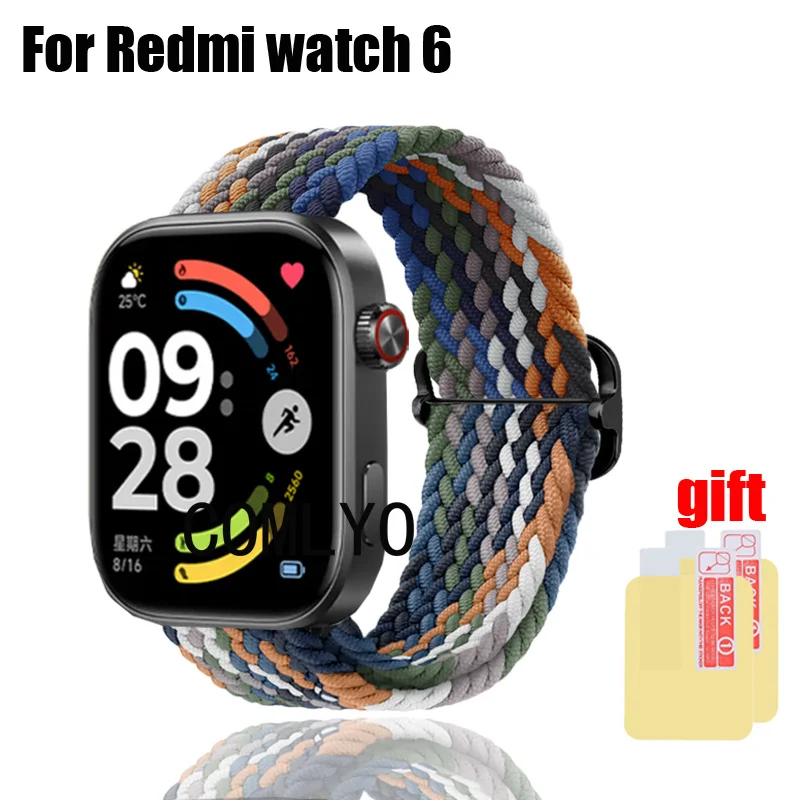 

For Redmi watch 6 Strap smart watch Band Nylon Belt Adjustable Soft Breathable Wristband Screen Protector Film