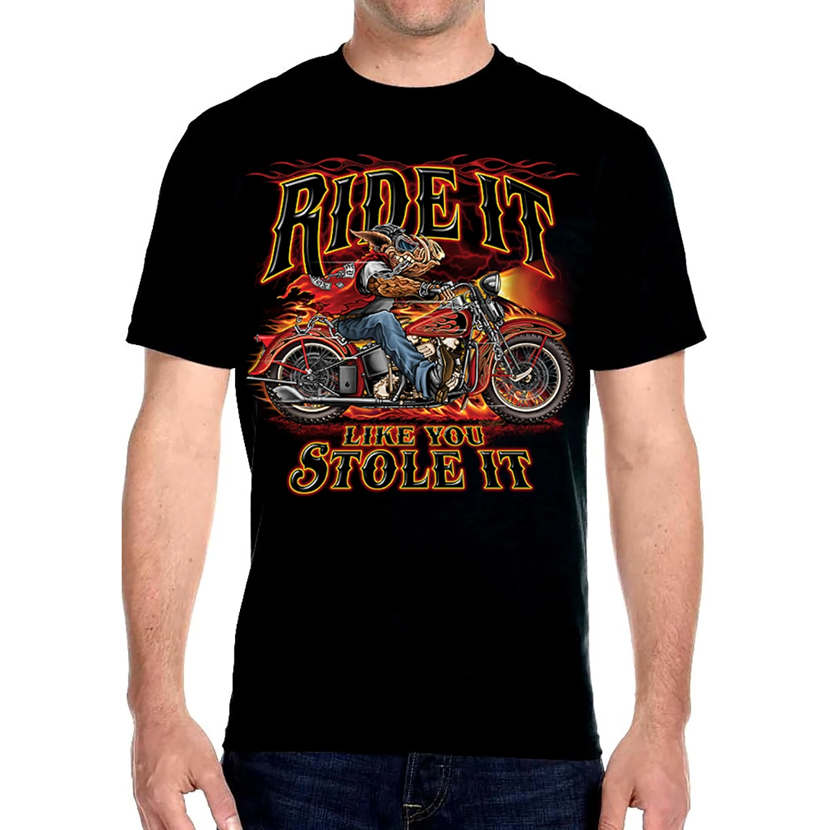 

Patriotic Ride It Like You Stole It Biker Hog Motorcycle Rider T-Shirt 100% Cotton O-Neck Short Sleeve Summer Casual Mens Tee