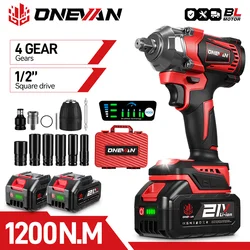 ONEVAN 1200N.M Torque Brushless Electric Impact Wrench 1/2Inch Cordless Wrench Screwdriver Power Tool For Makita 18V Battery Pin