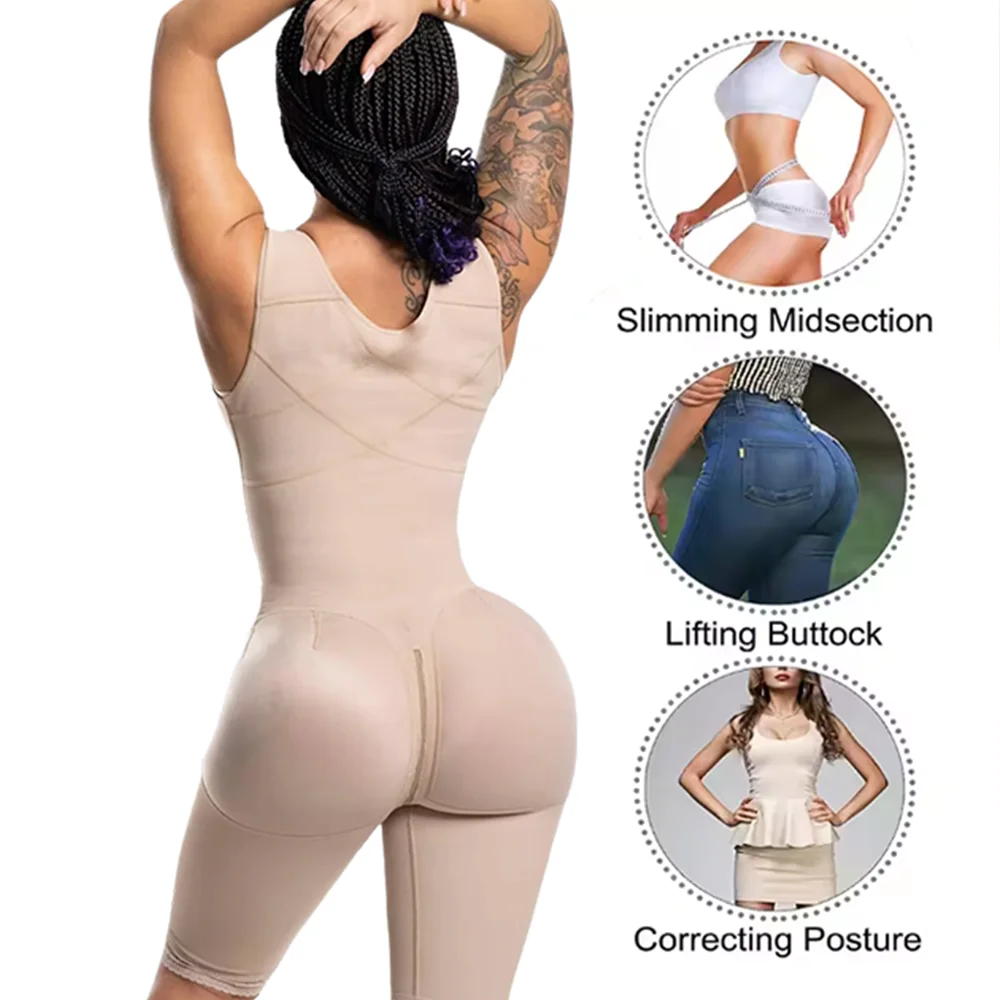Fajas Colombianas Shapewear for Women Tummy Compression Control Postpartum Body Shaper Butt Lifter Bodysuit Adjustable Straps