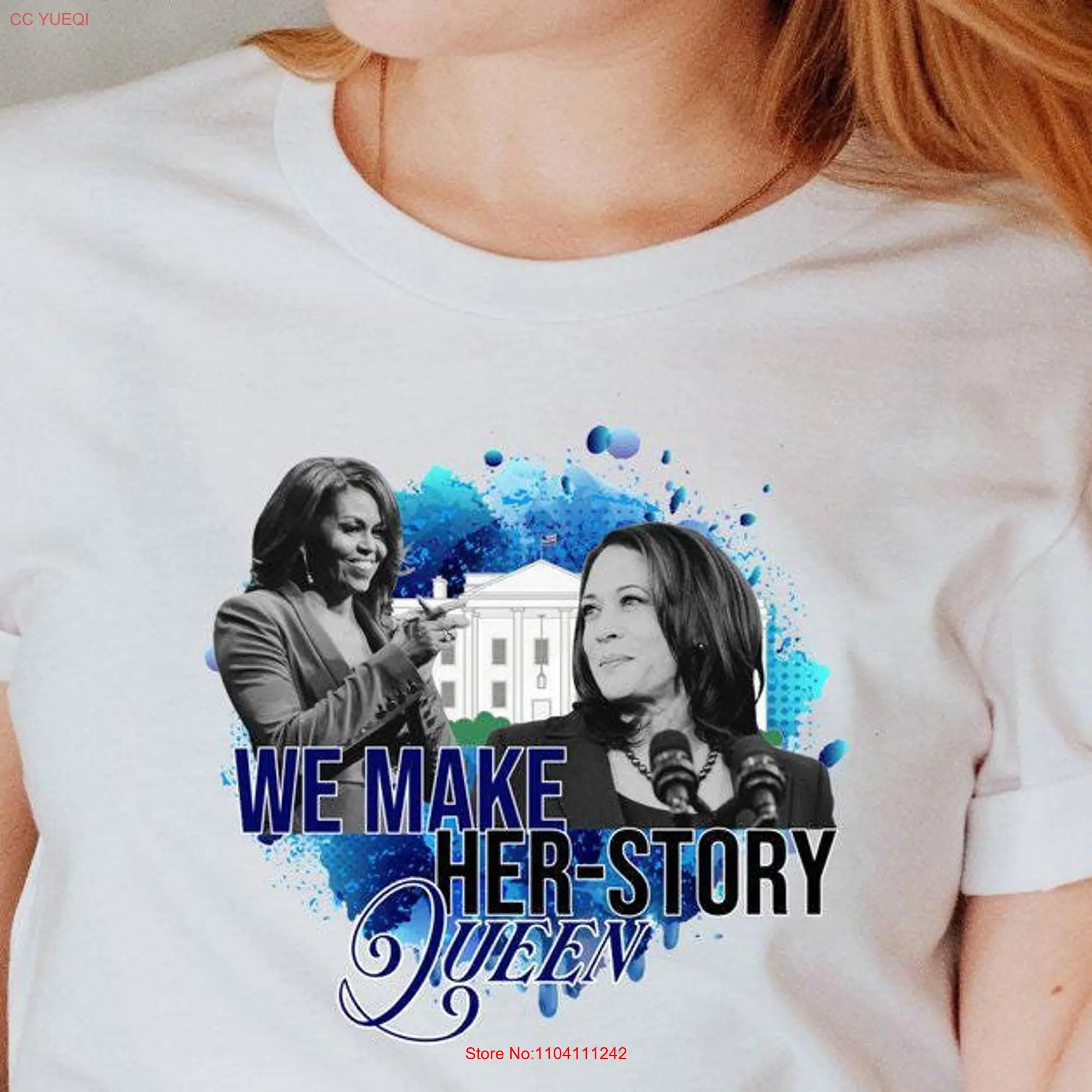 Kamala Harris T Shirt We Make Herstory Queen Election President Support Female long or short sleeves