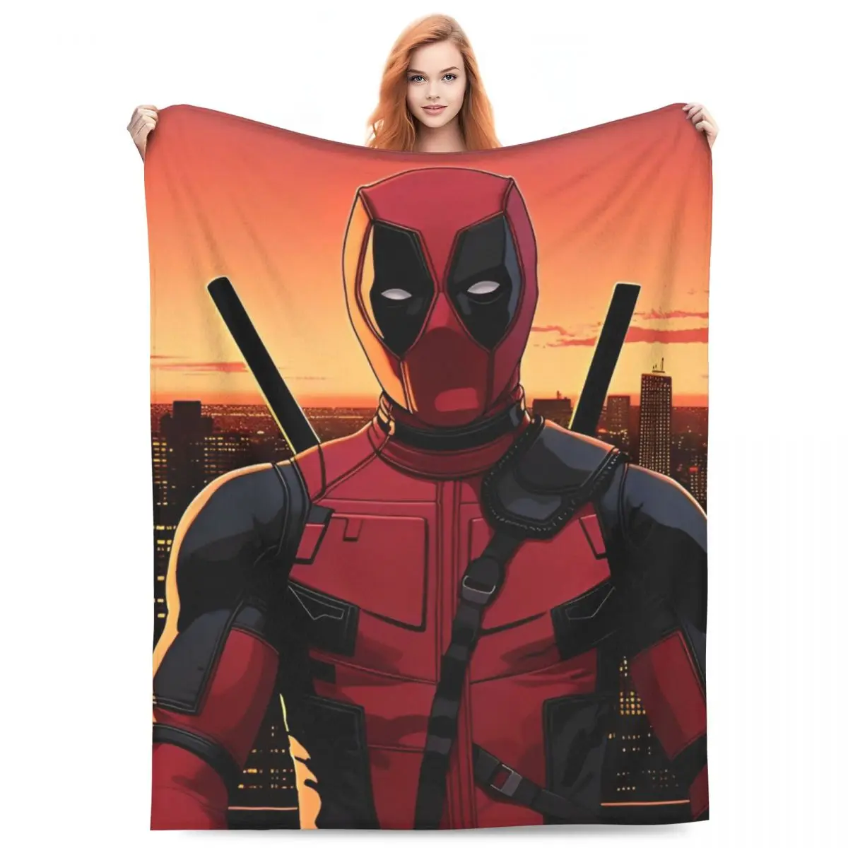 

Одеяло Marvel Дэдпул и Росомаха для дивана, кресла, дивана-кровати, самолета, путешествий, фланелевое покрывало, покрывало для кровати