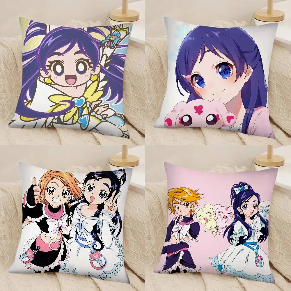 1 Stück Futari Wa Pretty Kissenbezug, modischer quadratischer Kissenbezug für Schlafzimmer, Sofa, Zimmer, Ins-Dekoration, Freizeit
