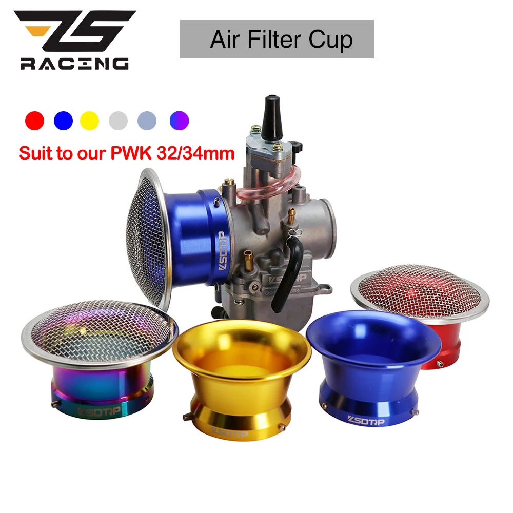 ﻿ ZS Racing Universal 55mm Motorcycle Modified Carburetor Air Filter Cup Horn Cup With Mesh Net Fit On PWK 32mm 34mm Carburetor