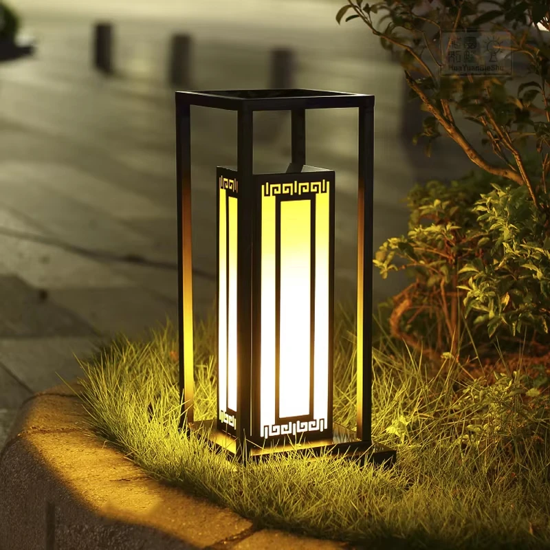 Made of Iron New Chinese Style Lawn Lamp Post Head Lamp Courtyard Garden Villa Lamp Outdoor Landscape Lighting