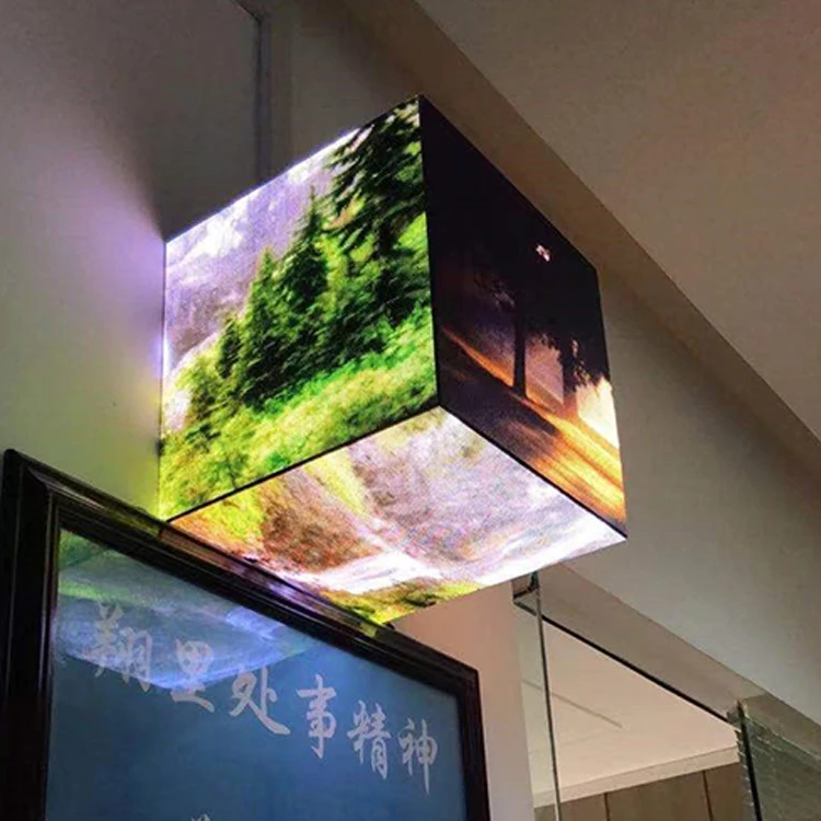 Led Cube Display Outdoor Four-Sided Led Sign Advertising  Screen Indoor Cube Five-Sided Hanging Display Screen