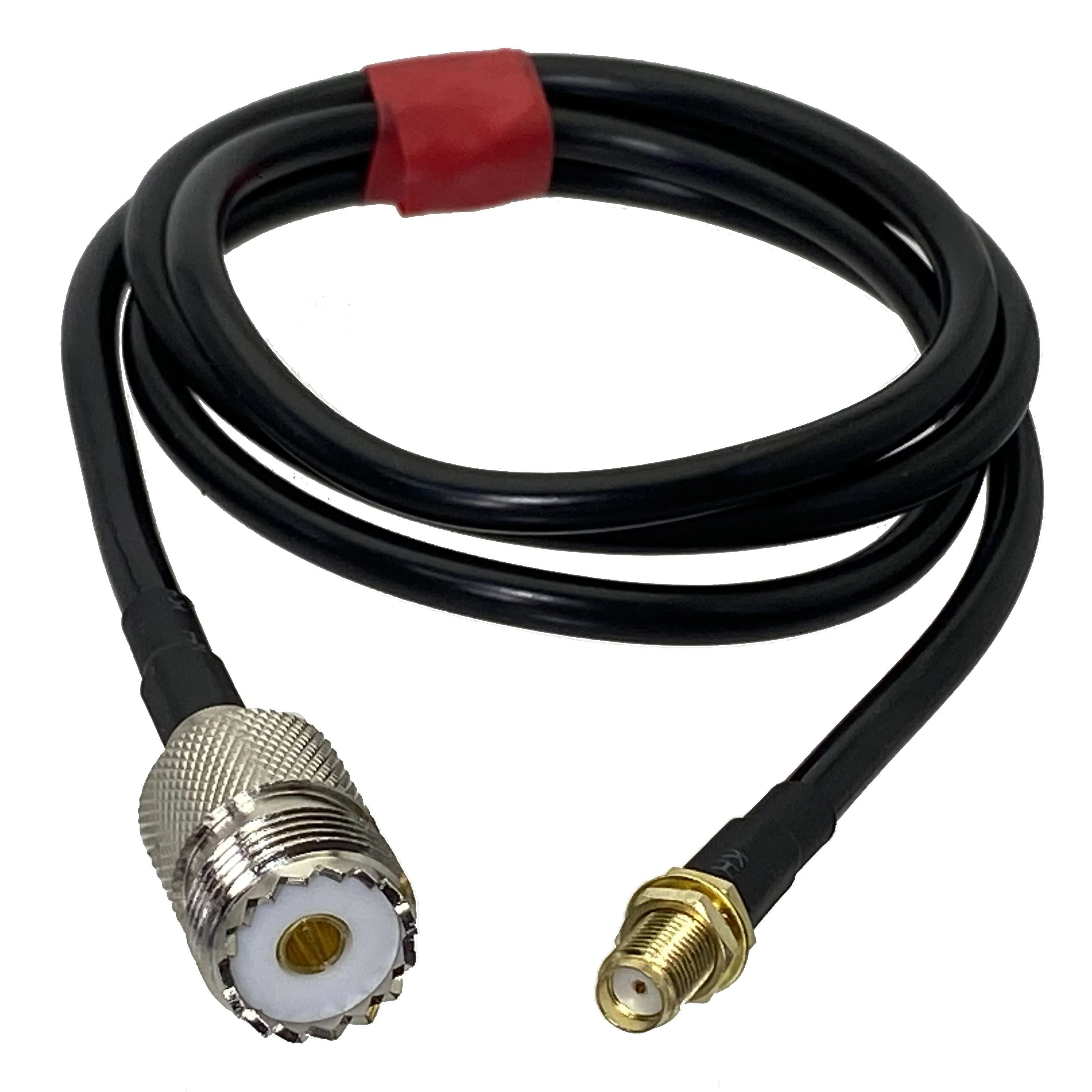 UHF SO239 żeński na SMA żeński grodziowy prosty zaciskany kabel RG58 zworka RF pigtail 4 cale ~ 10 stóp