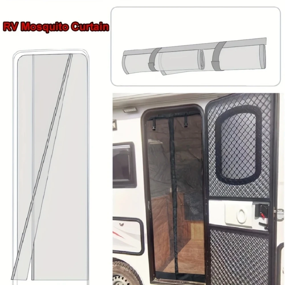 RV ประตูตาข่ายม่านประตูหน้าจอ Campers UV เต็มรูปแบบ Sunshade Roller Blind สําหรับรถพ่วงความเป็นส่วนตัว Camper อุปกรณ์เสริม
