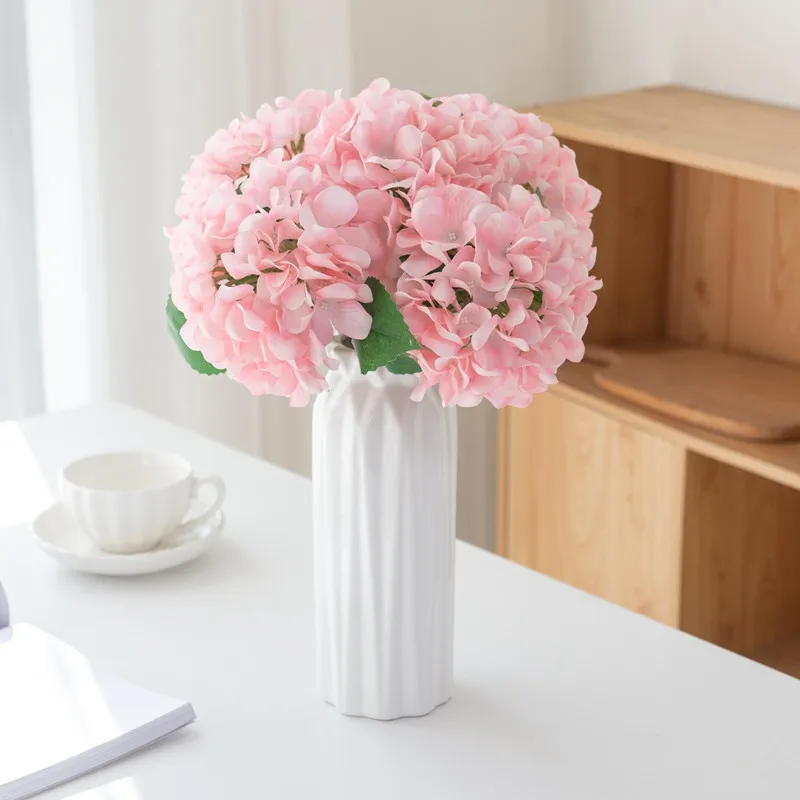 6 Stück Künstliche Blumen, Kunstseiden-Hortensien, Brautstrauß, Hochzeitsdekoration, Wohnzimmer-Tisch-Accessoires, Garten-Festival, Günstig – Detail 10